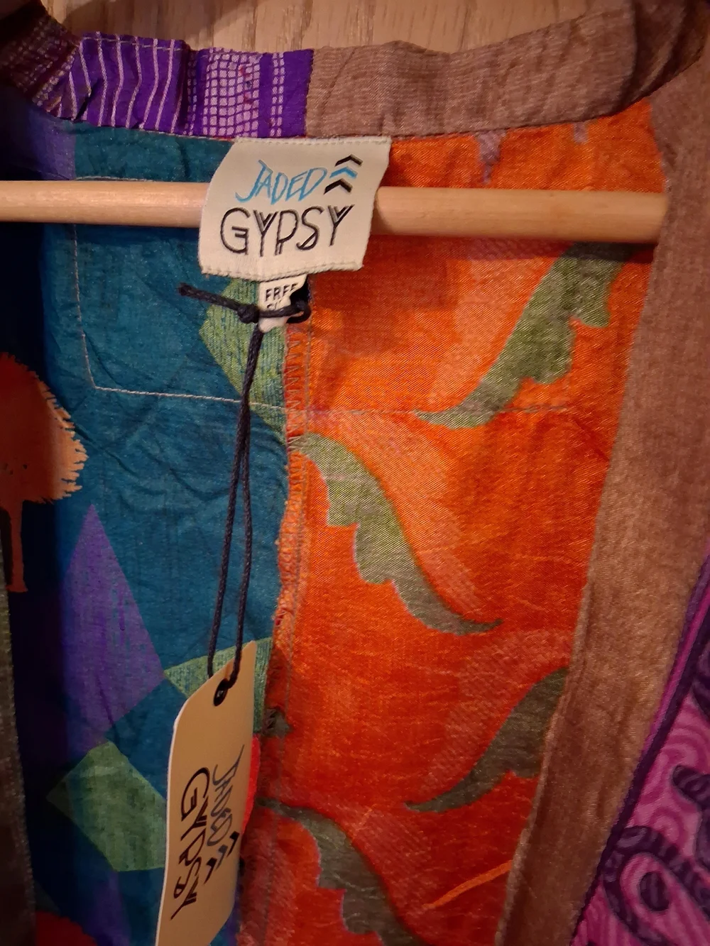 Jaded Gypsy Patchwork Woman's Multicolor Boho Kimono One Size - Picture 4 of 8